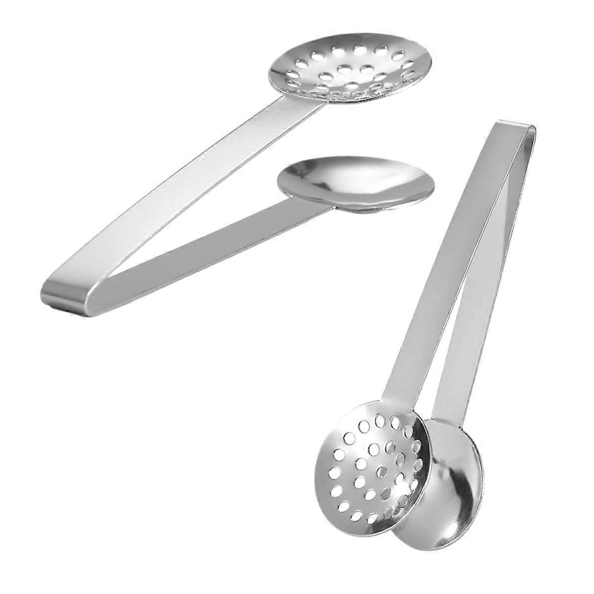 2 Pack Stainless Steel Tea Bag Squeezer Clips with Ergonomic Long Handle MultiPurpose Kitchen Tool