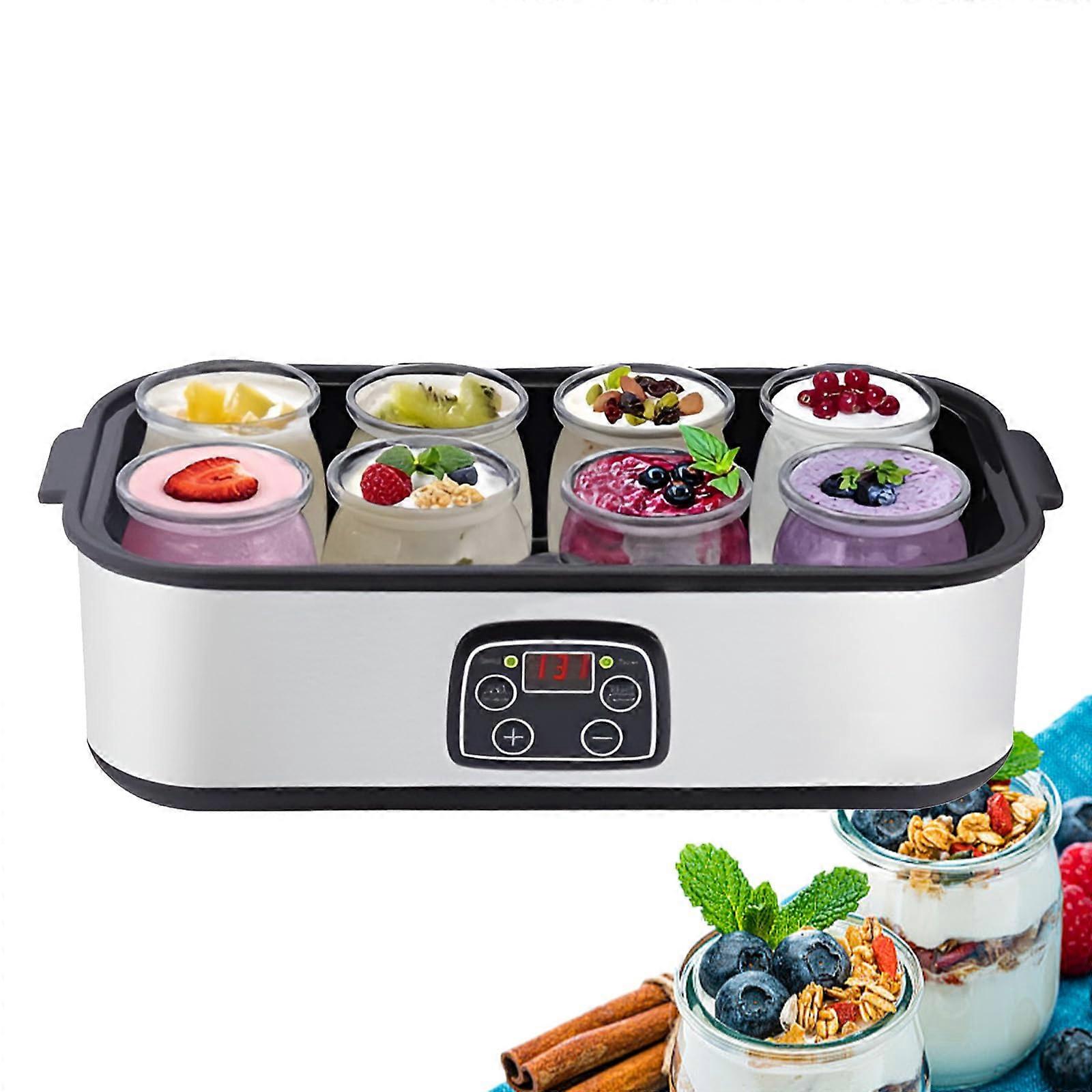 Automatic Greek Yogurt Maker with 8 Glass Jars, LCD Display and Microcomputer Time Control