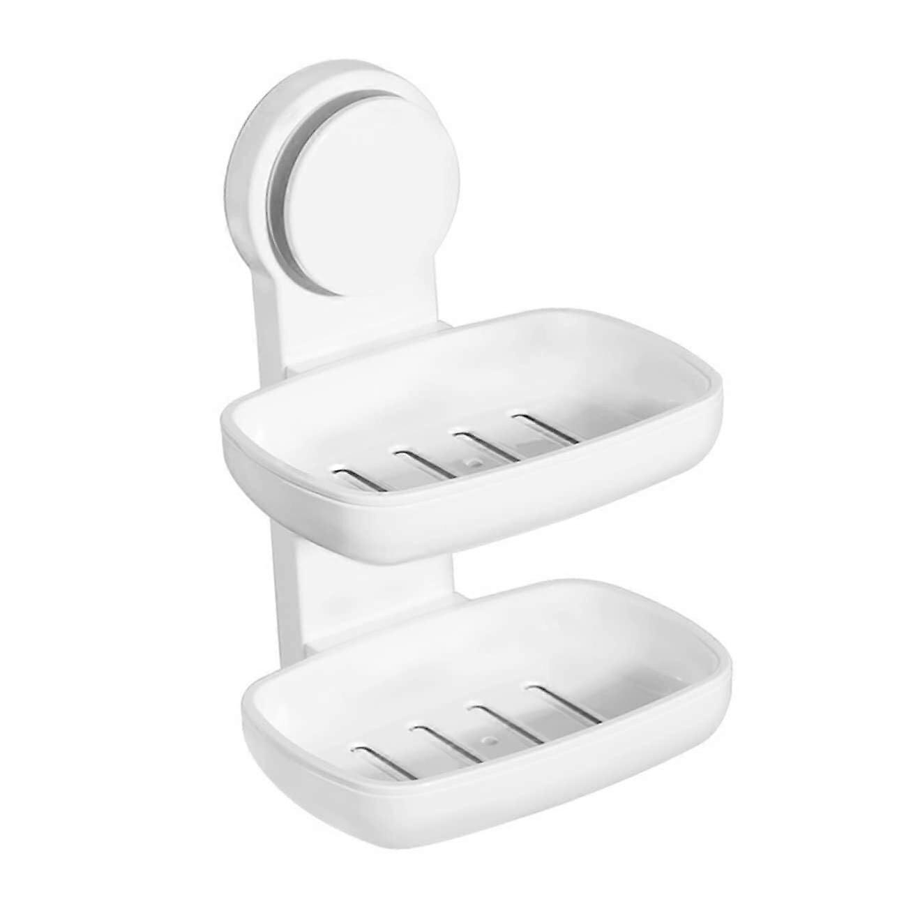 Wall Mounted Soap Dish Double Layer ABS NoDrill Bathroom Holder with Fast Drainage Design