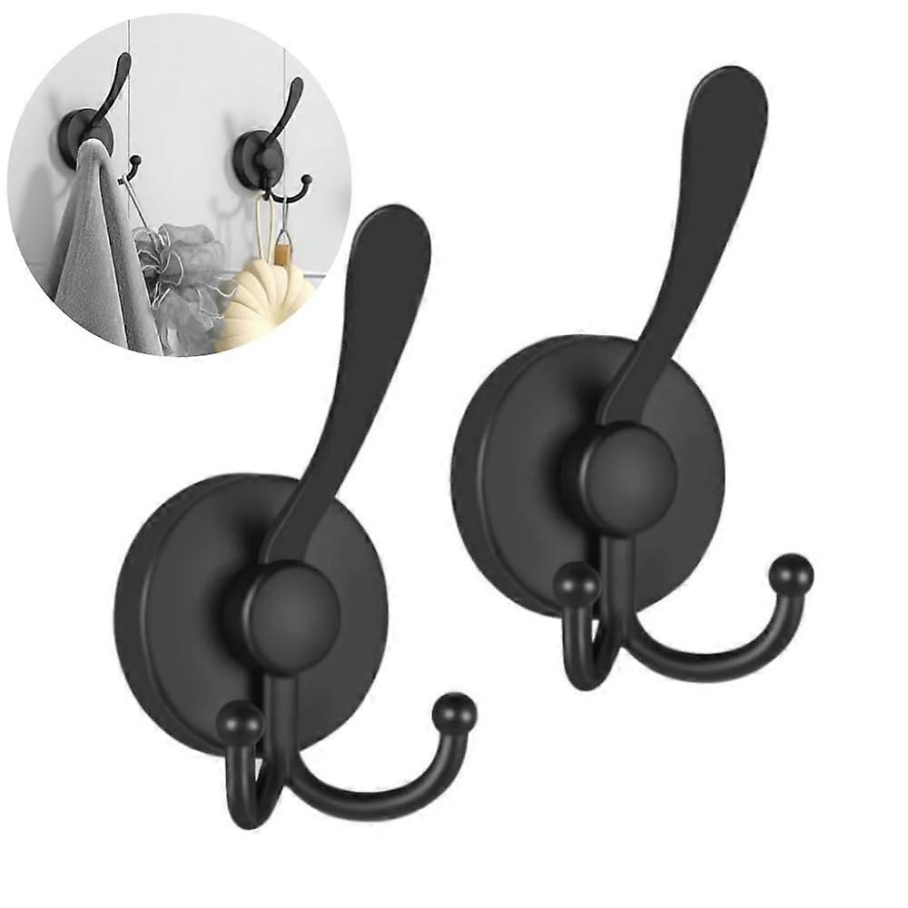 Suction Cup Shower Hooks 2 Pack, Heavy Duty No Drill Bathroom Wall Hooks with Triple Hook Design