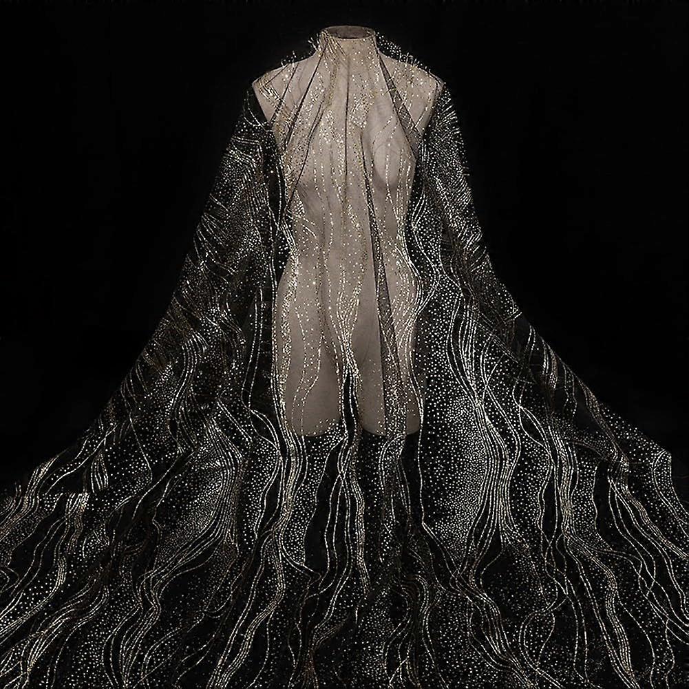 Black Sequin Mesh Fabric 4x160cm EyeCatching Design for Dressmaking and Creative Crafts