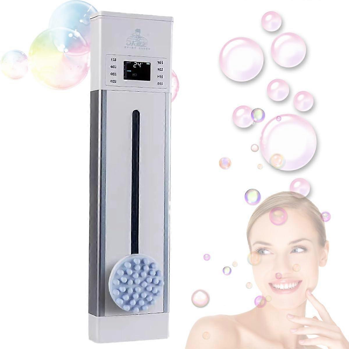 Electric Back Scrubber Silver White, Rechargeable Wall Mounted Back Brush with Massage Function
