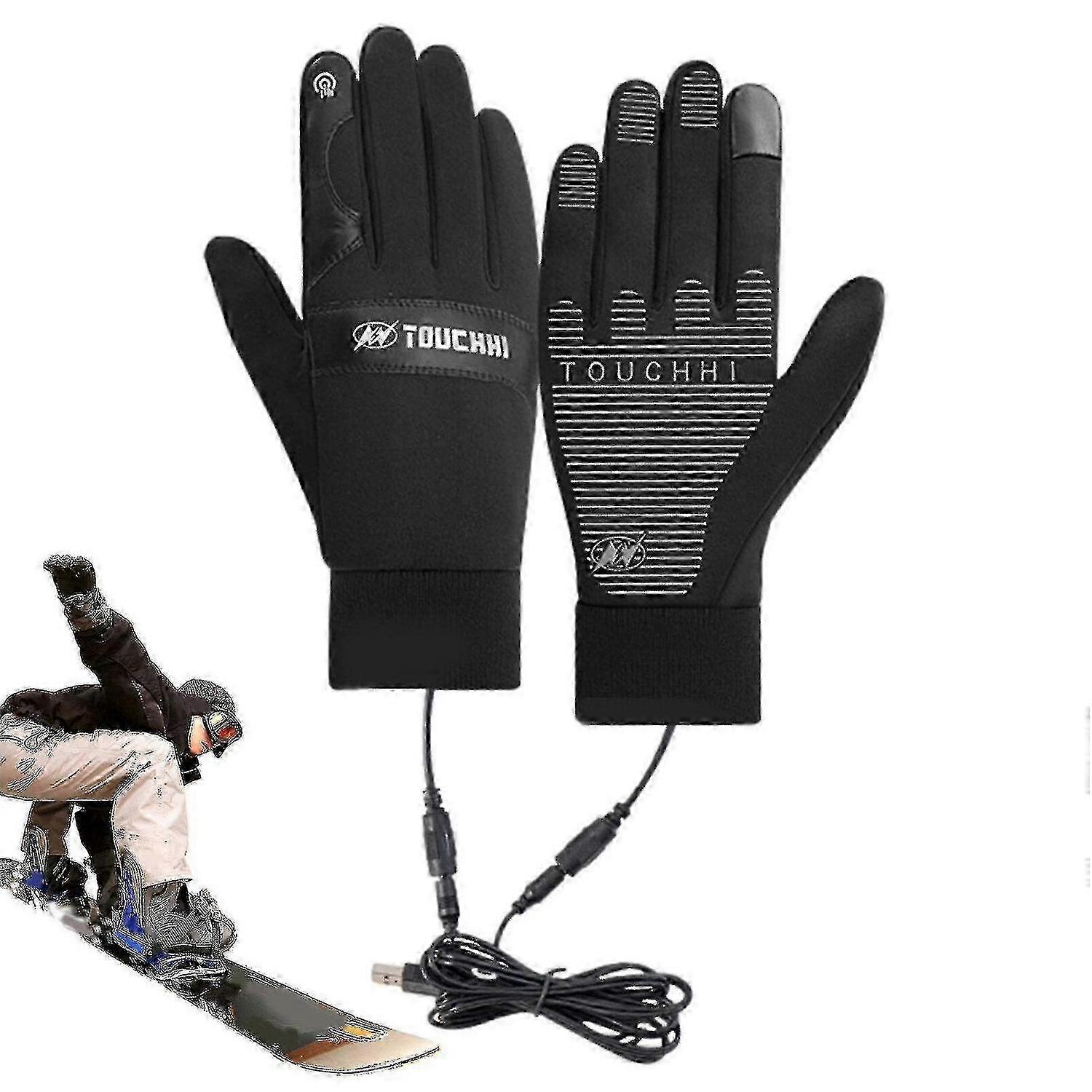 Waterproof Rechargeable Usb Heated Gloves with Touchscreen Function for Men