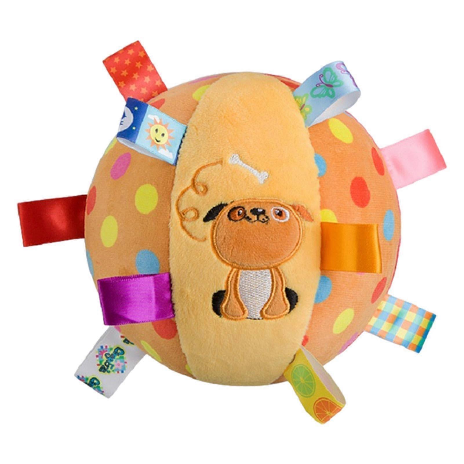 Interactive Dog Toy Plush Chew Ball with Bell, Erratic Bounce, Durable for Puppies Training