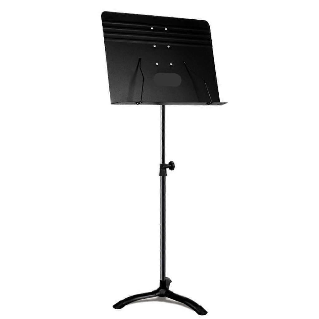 Adjustable Folding Music Stand with Large Ventilated Tray, Stable Support and Durable Construction, Black