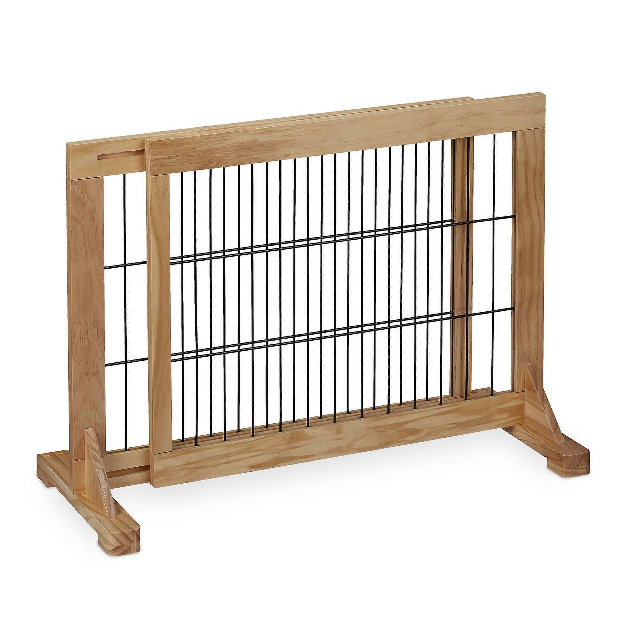Infällbar säkerhetsgrind i naturligt trä