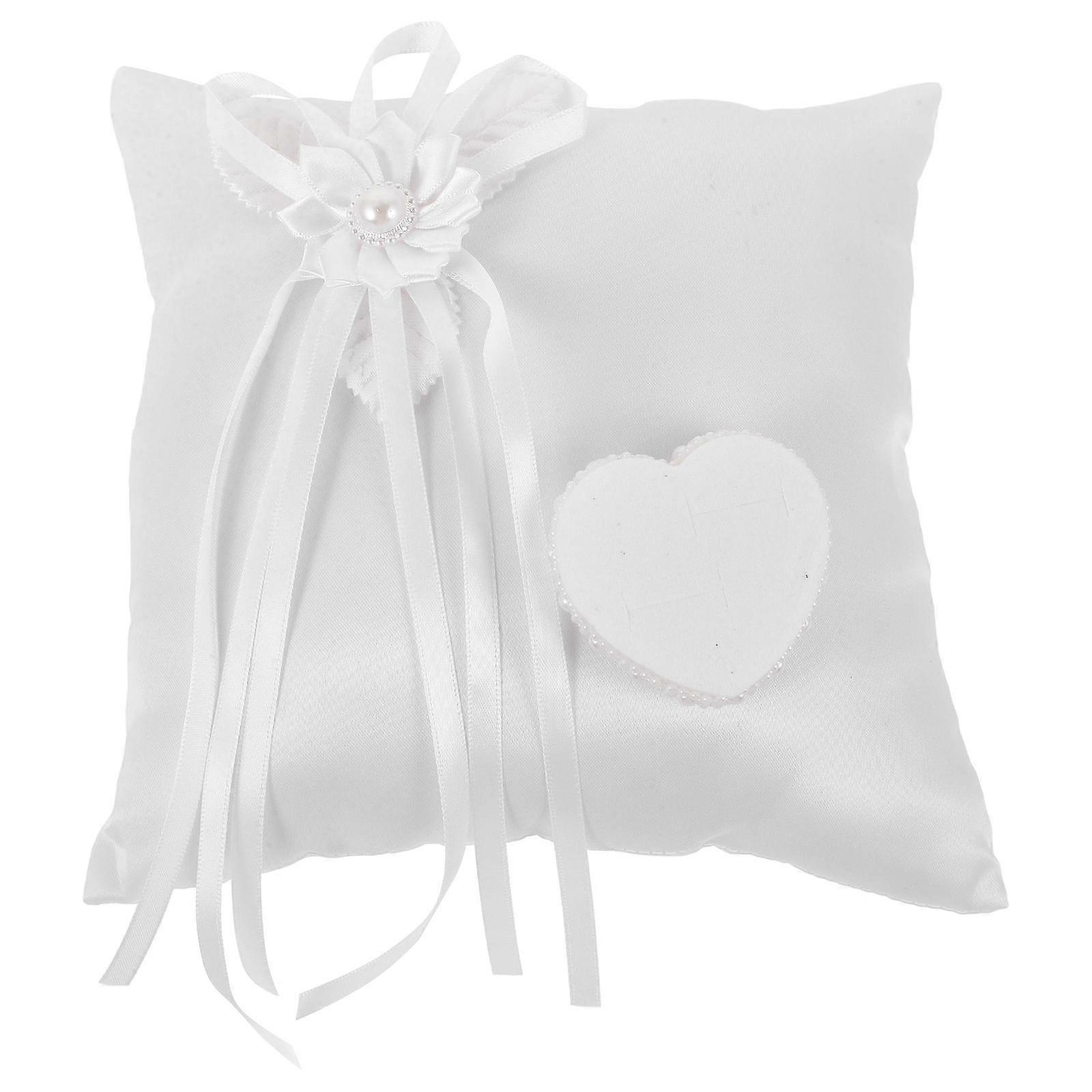 Romantic White Ring Pillow Stylish Square Ring Holder Wedding Ring Bearer Pillow