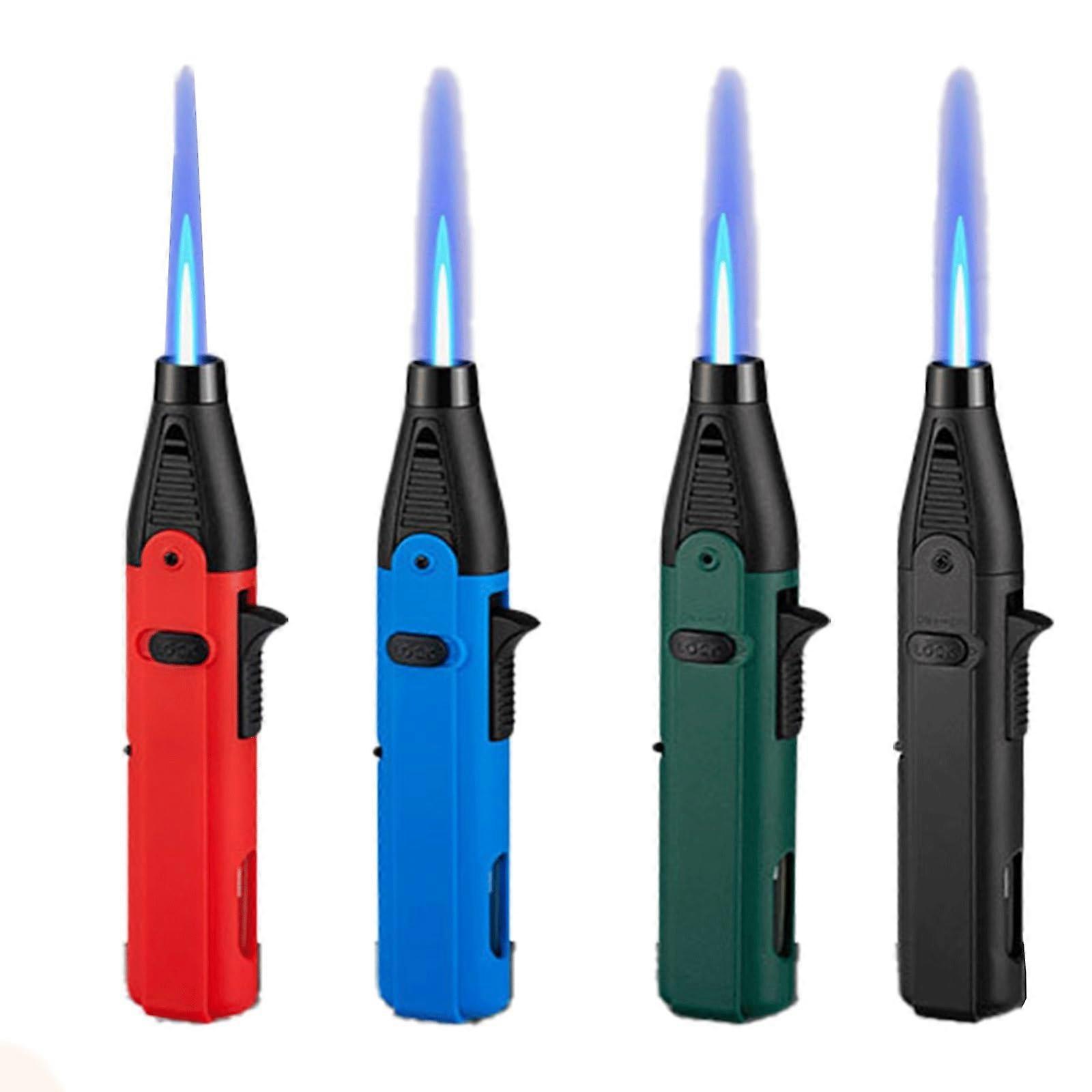 4Pack Windproof Torch Lighter with Safety Lock and Visible Fuel Window, Refillable Butane