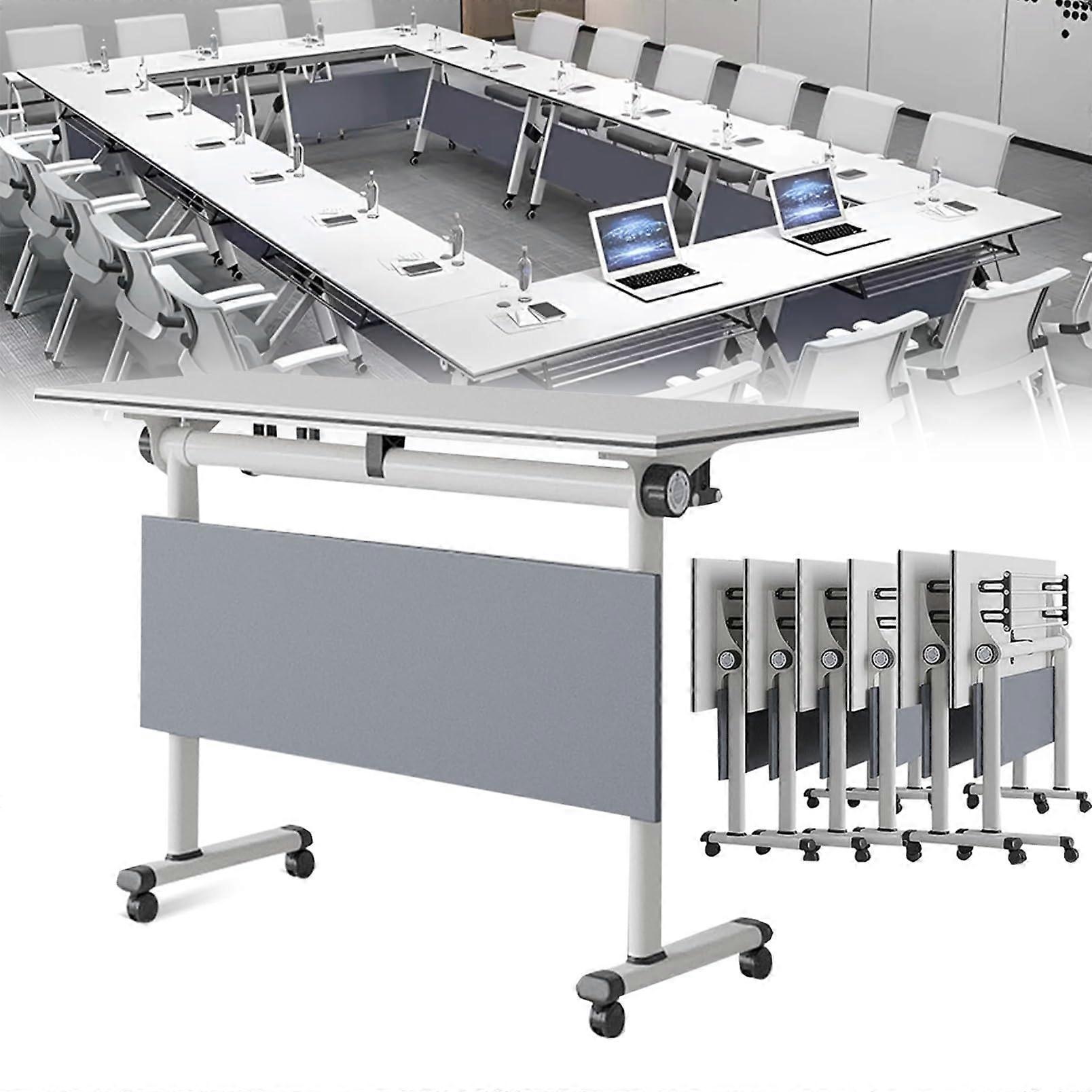 Folding Conference Table 160cm Uniform Length Large Mobile Meeting Table Set for Modern Office