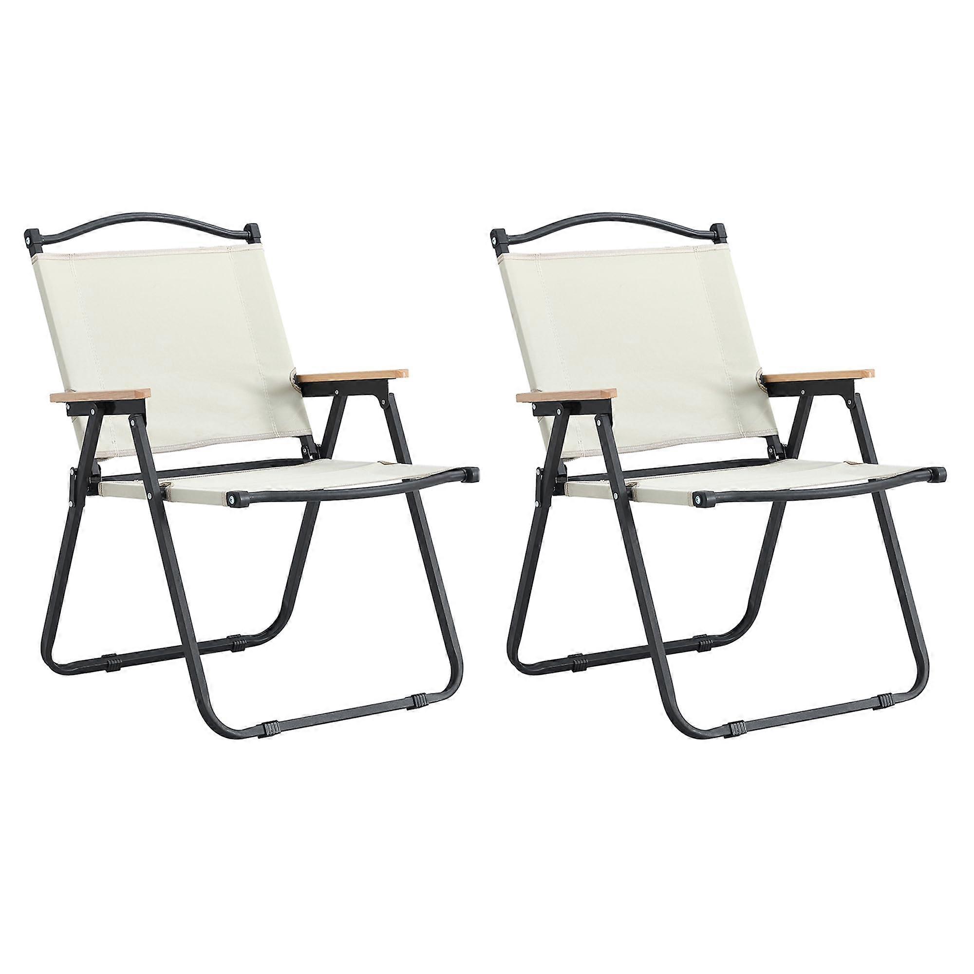 2Piece Folding Outdoor Camping Chair Set for Beach, Patio, Backyard BBQ, Beige