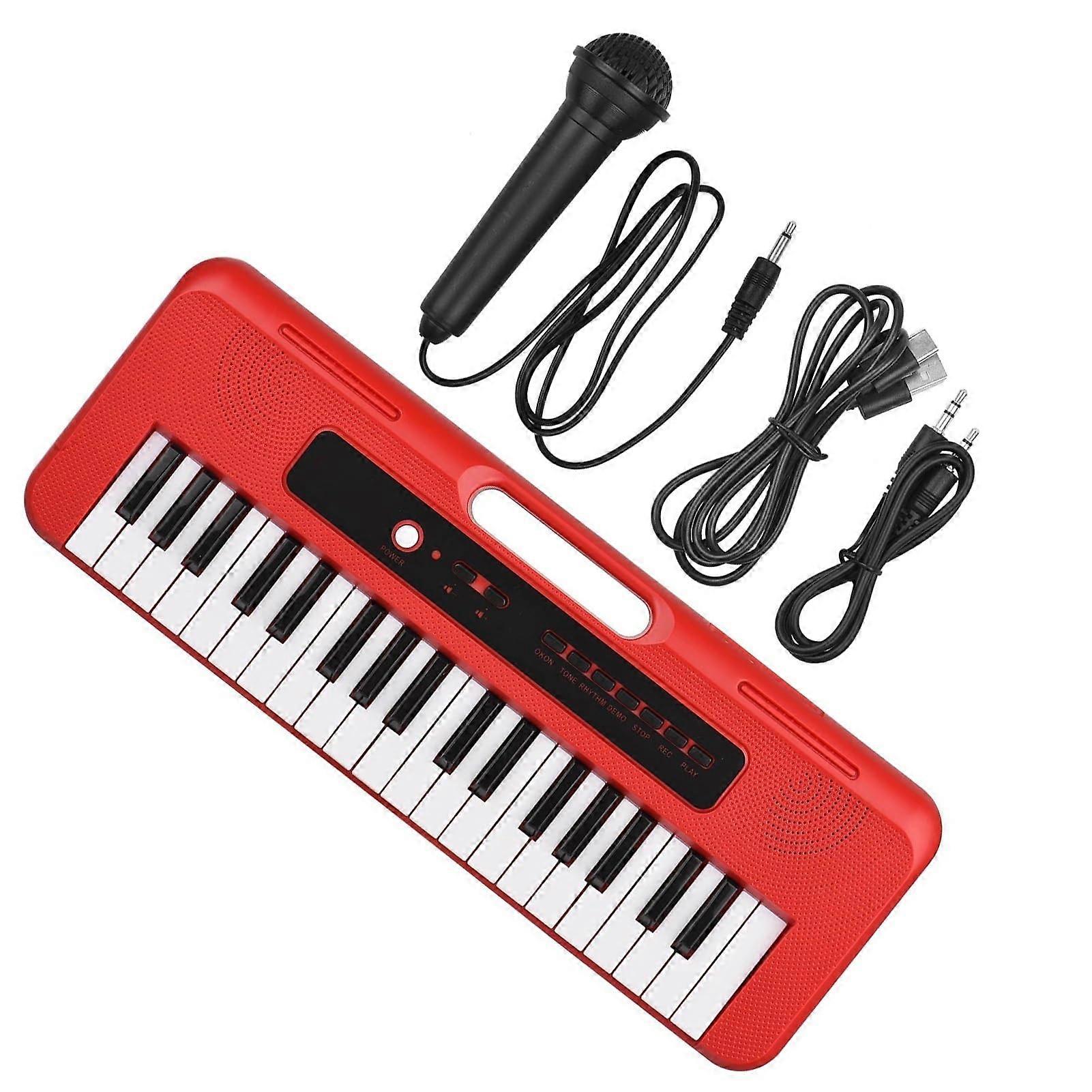 37 Key Portable Electronic Keyboard for Beginners with Recording, USB and Microphone, Realistic Key Response