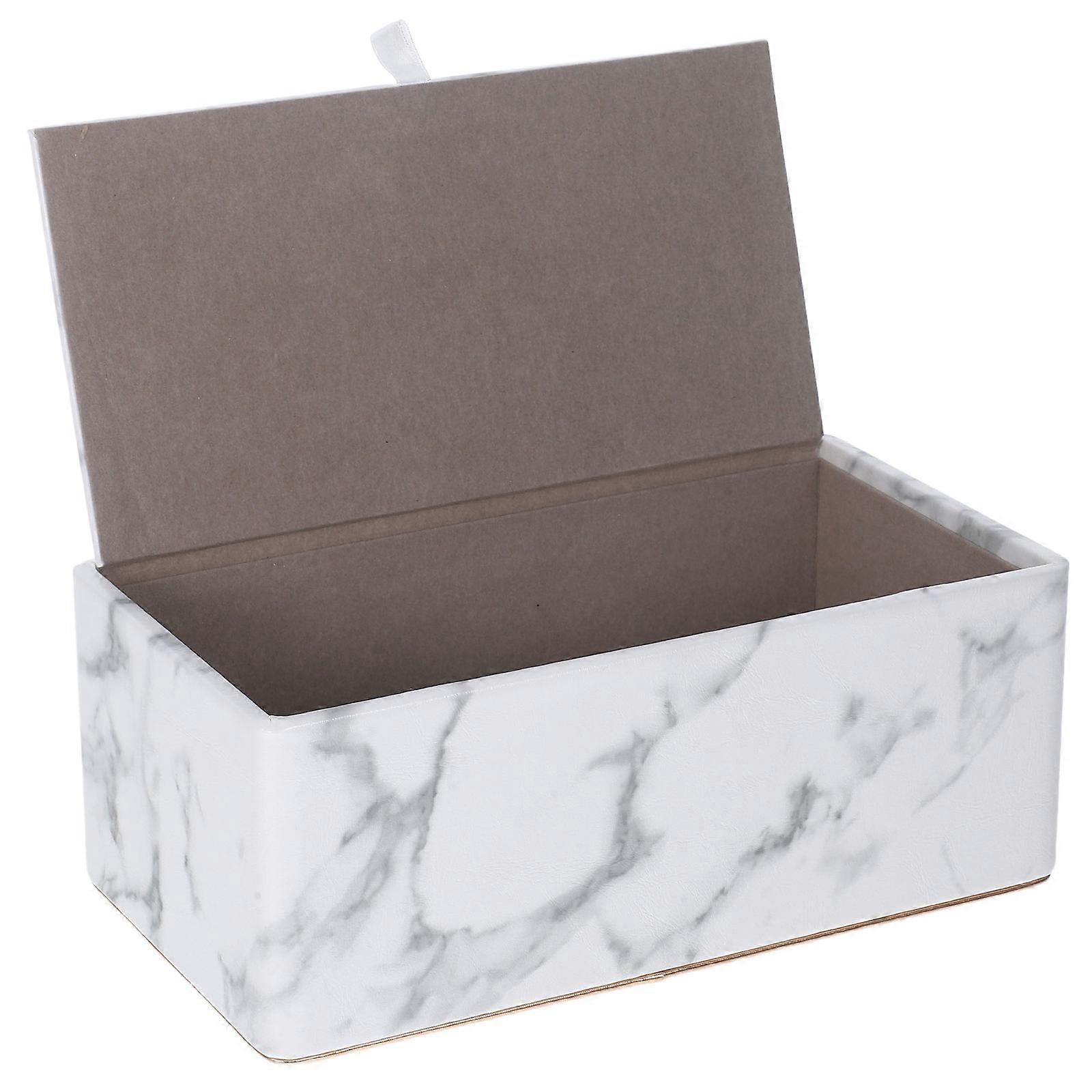 Marble Pattern Tissue Box Holder for Home Stylish Desktop Napkin Organizer