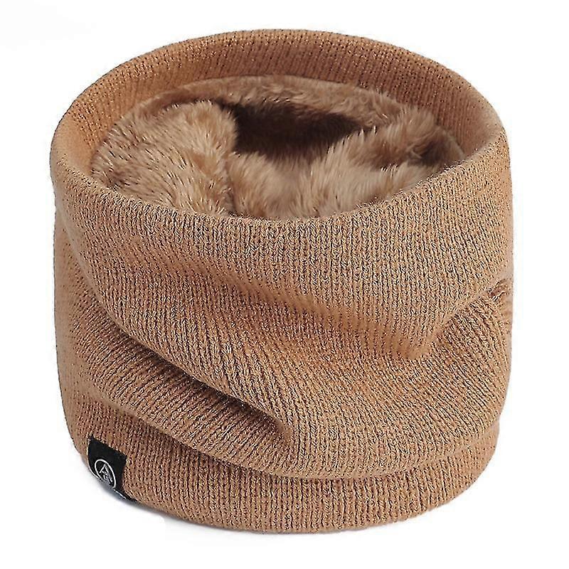 Winter Double-layer Neck Warmer Knit Fleece Lined Circle Loop Scarves