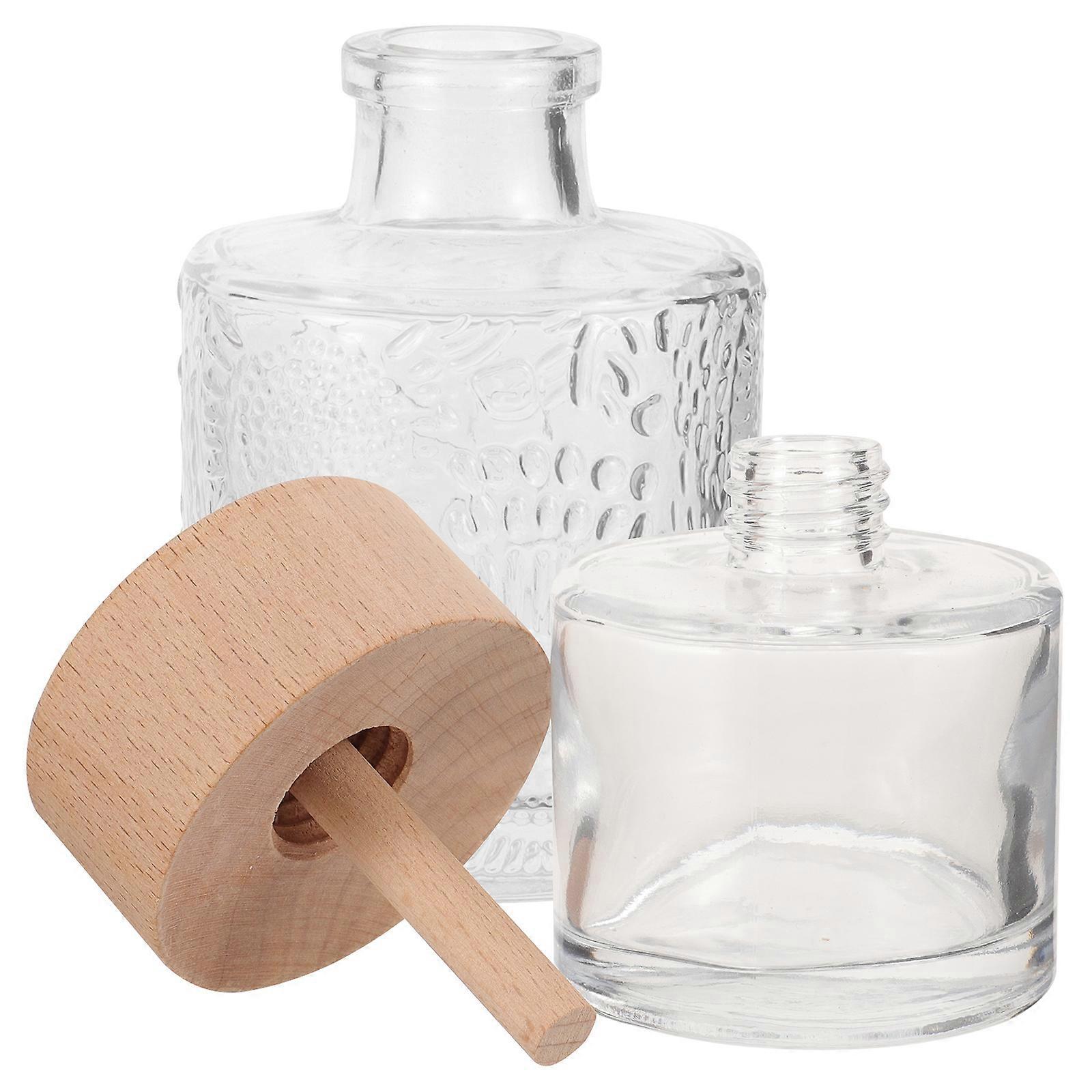 Aromatherapy Glass Diffuser Bottle for Storage Use 2Pcs Clear Decorative Bottles