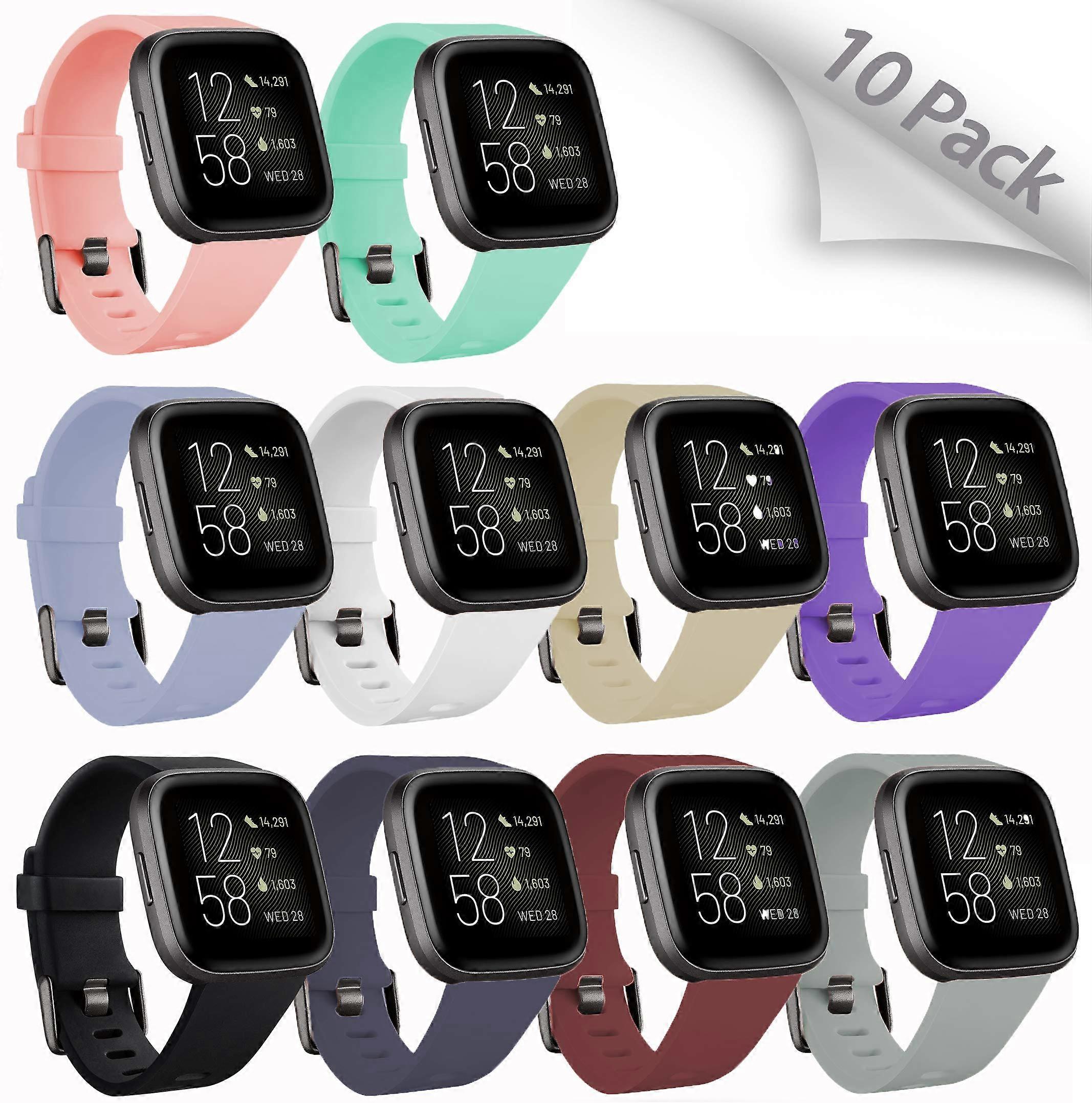 10Pack Large Soft Silicone Replacement Straps for Fitbit Versa 2 Versa Lite SE Unisex