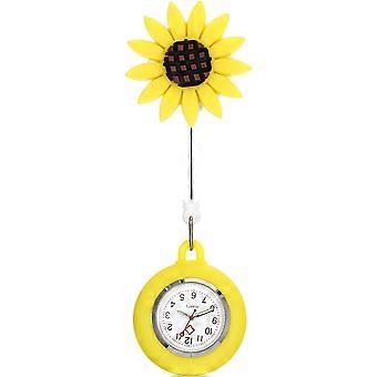 Sunflower Design Nurse Watch with Hanging Buckle for 1Pcs Durable Use