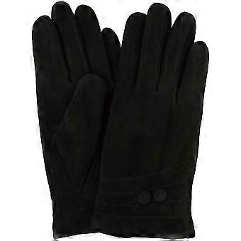Warm Suede Gloves with Fleece Lining & Two Buttons