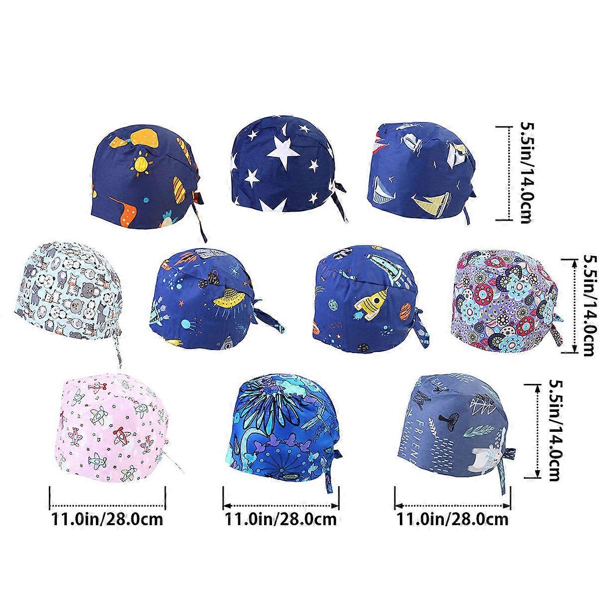 Blue Cotton Cap for Dentist Operation Dustproof Cap 1Pcs Printed Pattern