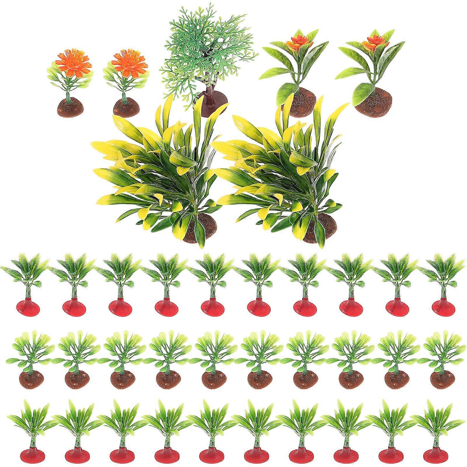 Plastic Simulation Tree Model for Mini Garden Decoration 37Pcs Pack