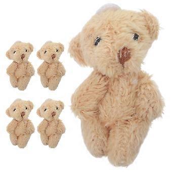 Mini Khaki Plush Bear Toys Soft Dolls for Decoration 5Pcs