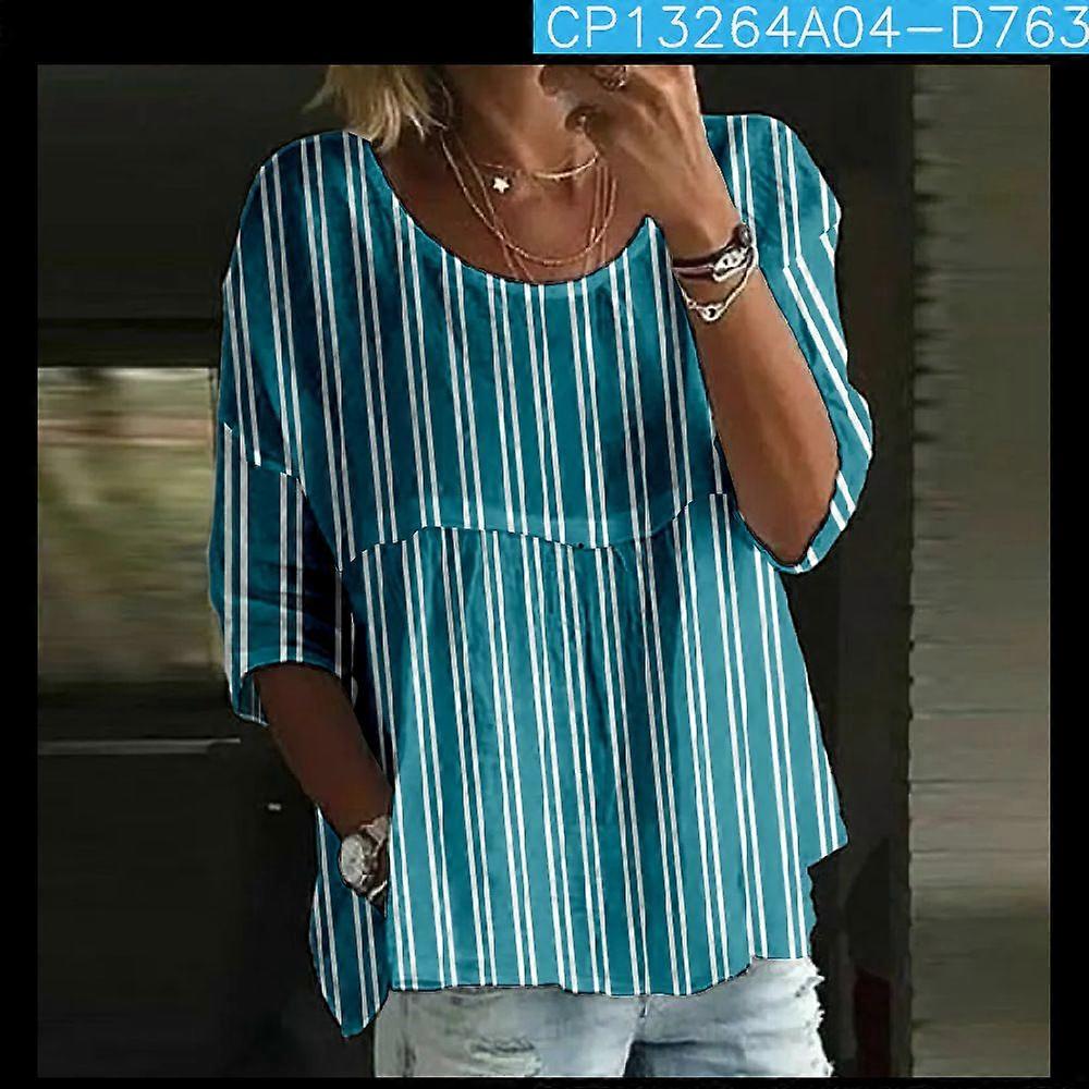 Women's Printed Crew Neck Mid-Sleeve Top