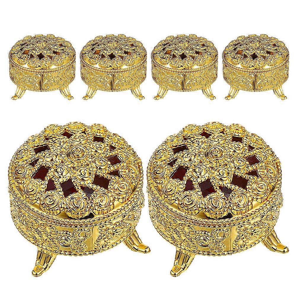 Wedding Candy Boxes Rose Embossed for Candy 6Pcs Elegant Round Containers
