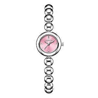 MOKAGO Damklocka med rosa urtavla och pärlkedje – Elegant moderiktig stil, slitstarkt armband i rostfritt stål, tidlös design för alla tillfällen