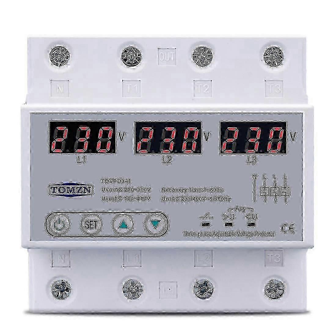 2026 Best!! Three Phase Adjustable Over And Under Voltage Protector Automatic Recovery Protective Device Reset