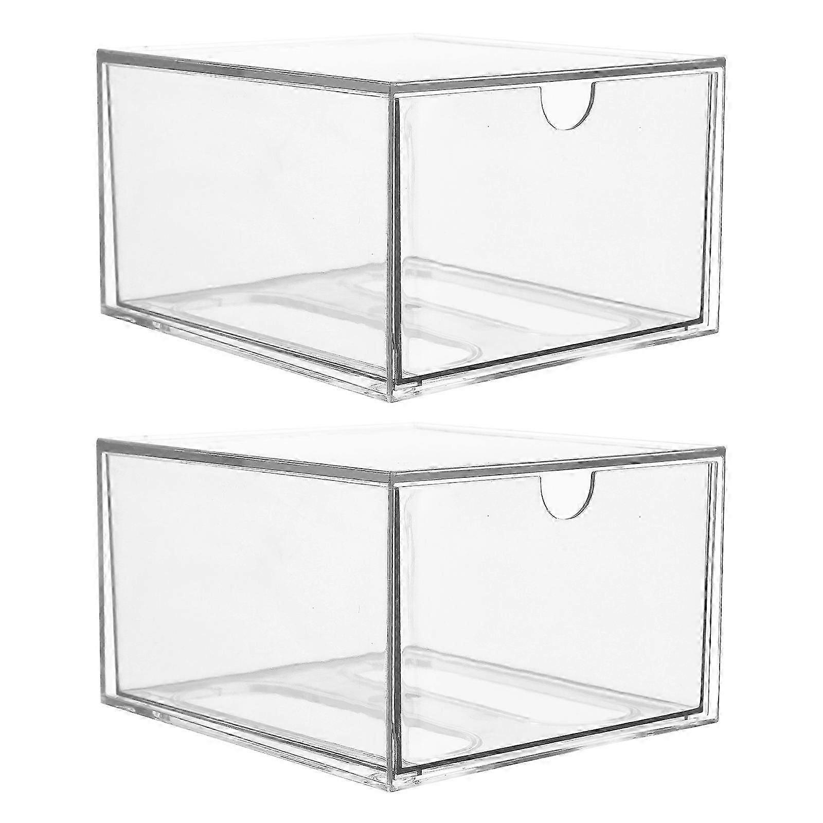 Clear Makeup Storage Drawers compatible with Organization 2Pcs Stackable Acrylic Boxes