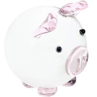Lot de 2 figurines de cochon en verre cristal, statues d'animaux en verre cristal, décorations de bureau.