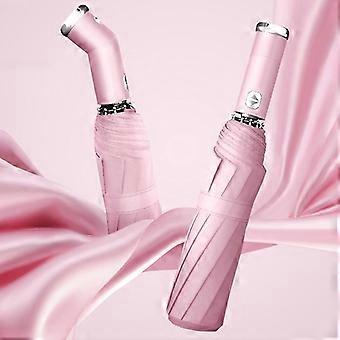 Windproof LED Sun & Rain Umbrella Fully Automatic 10 Ribs Umbrellas with 3 Fold Dual Use Unisex-wfx