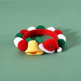 Chat de Noël Costume Animaux de compagnie Collier Collier Vert Rouge Collier De Noël Réglable Collier de Noël Avec Pompons En Peluche Pour Chat et Chien (Medium, A)