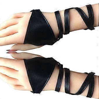 Women Fingerless Gloves Outsider Rock Fashion Modifiable Belts Synthetic Leather Ventilated Plan For Club Dance Costume Multicolor AC