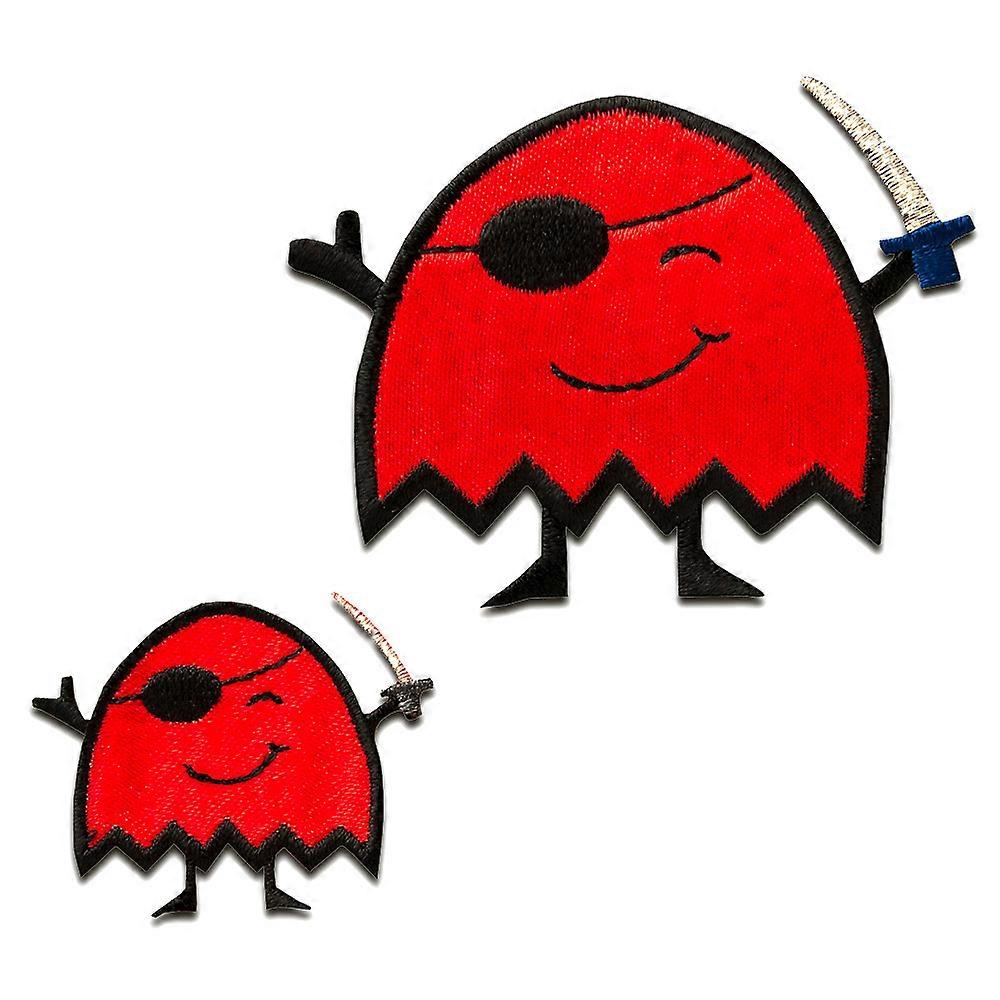 Patch / strykelapp - Sett monster med sabel - rød - ulike størrelser - strykelapper