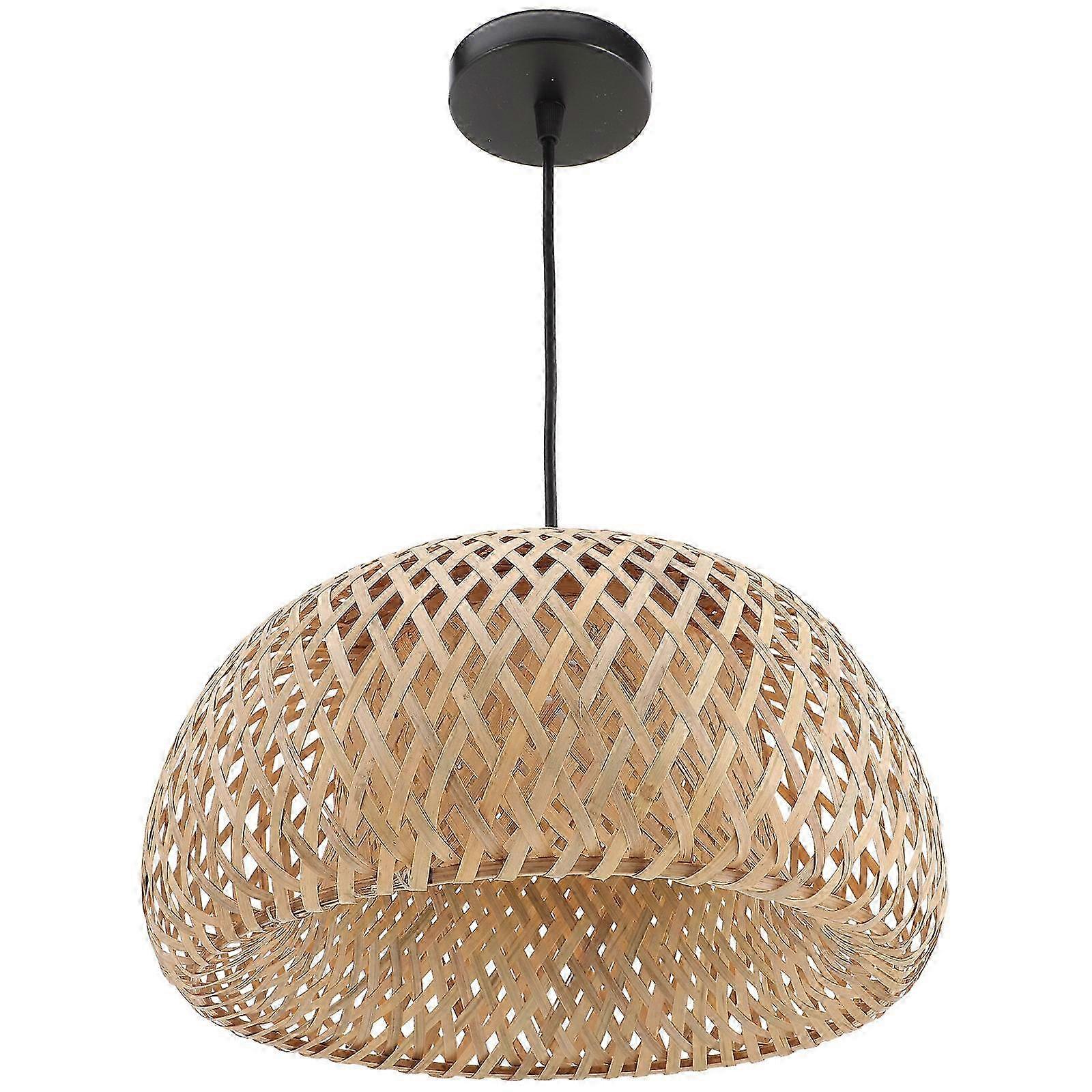 Luminária pendente de bambu, ideal para uso interno, com estilo rústico.