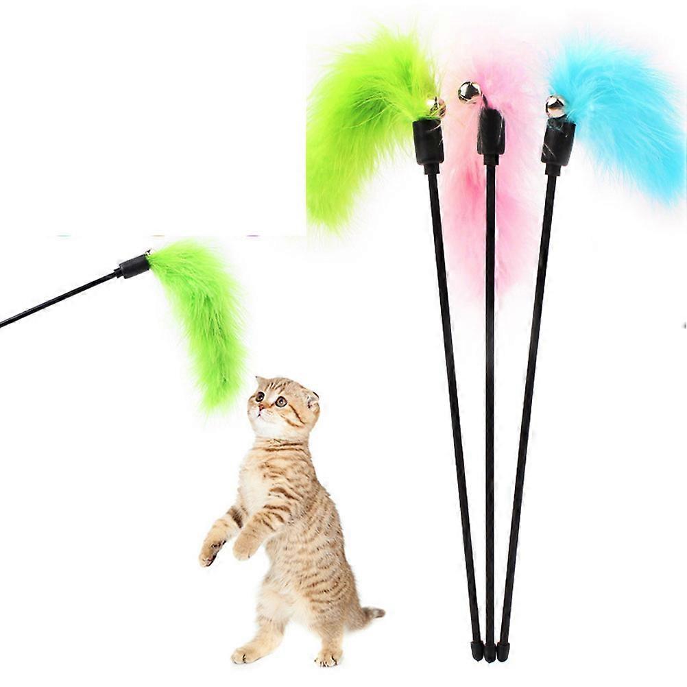 Cat Plush Stick Toy for Interactive Pet Cat Playing 3Pcs Solid Color
