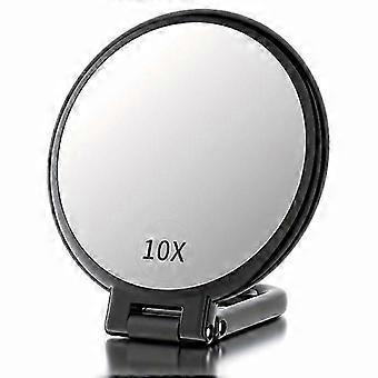 Handheld Makeup Mirror, 1X/10X Double-Sided Magnification, Portable Folding, Daily Beauty Mirror