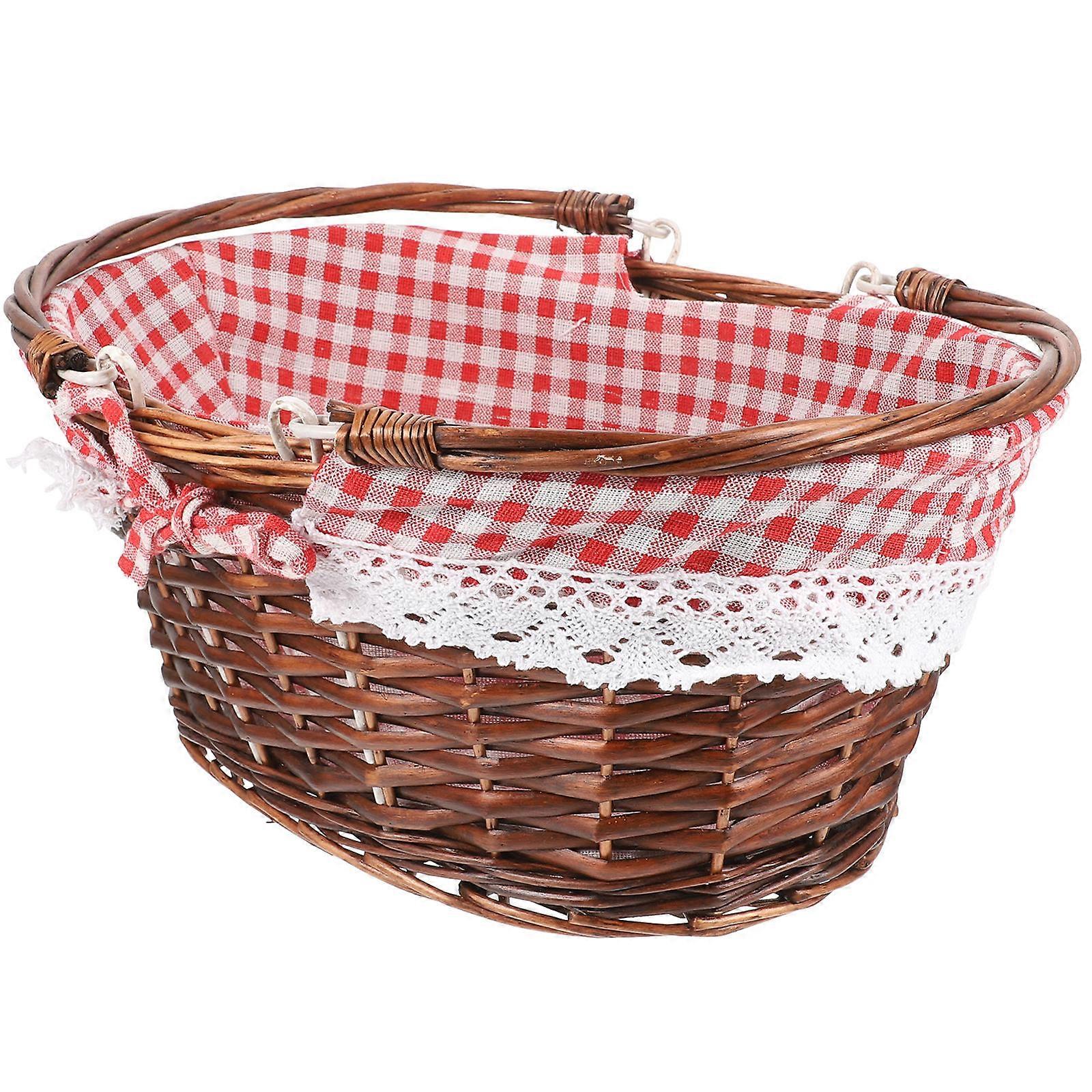 Picnic Basket Wicker with Handle for Storage Use
