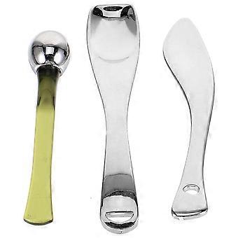 Facial Cream Spoon Makeup Spatula for Skin Care 3Pcs Metal Cosmetic Tool