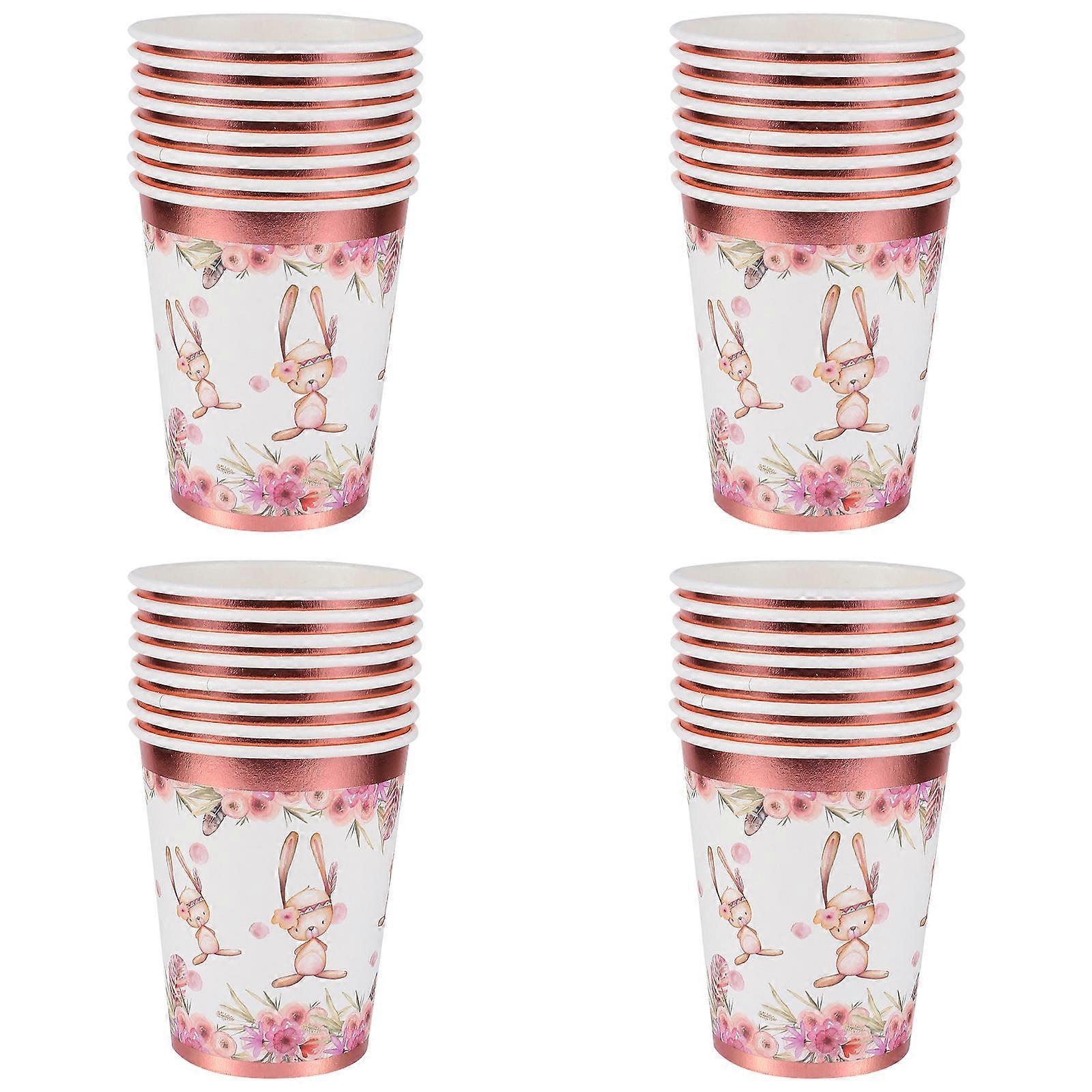 4 set/32pcs Disposable Tableware Easter Party Decoration Bronzing Paper Cup
