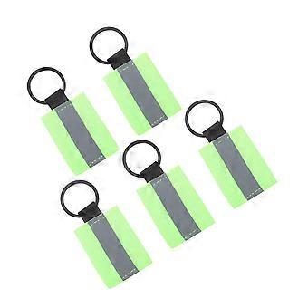 Reflective Keychain Set of 5 DoubleSided Nylon Safety Tags for Backpack and Outdoor Visibility