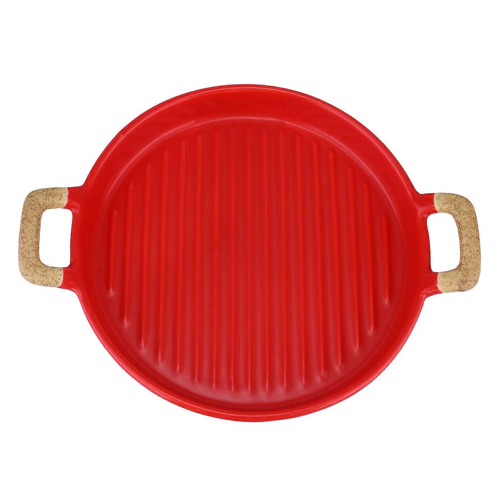 Red Ceramic Plate Fruit Dish for 2Pcs Kitchen Use
