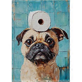 Quebra-cabeça de papel higiênico em pug - Pug te dando papel higiênico - Quebra-cabeças divertidos para decoração de banheiro SQZ589