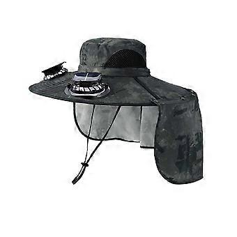 Solar Fan Hat with Neck Flap, USB Rechargeable Wide Brim Fishing Hat KAESI Value Pack Pro