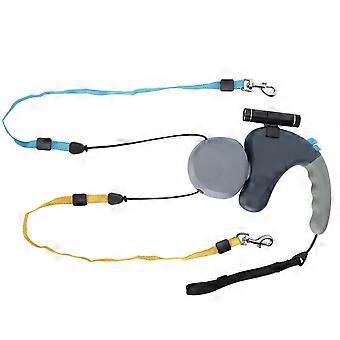 Pet DoubleHead Traction Rope One compatible with Two Traction Dog DoubleEnded Leash with LED Light(Gray )
