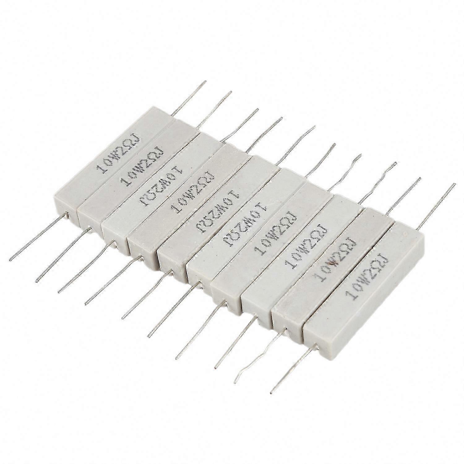 10 Pcs 2 Ohm 10W Wire Wound Ceramic Cement Resistor