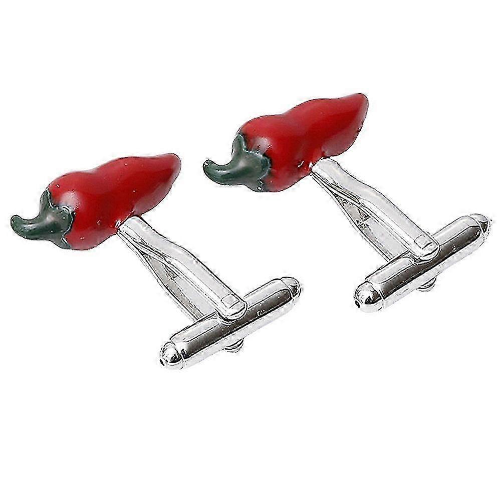 Creative cufflinks for meetings - red pepper sleeve nail set