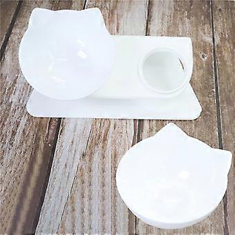 Pet Supplies Dog Bowl, Dog Bowl, Cat Bowl, Double Bowl Automatic Water and Food Bowl, Dog Food Bowl, Cat Water Bowl, Anti-tipping Bowl, White Set297