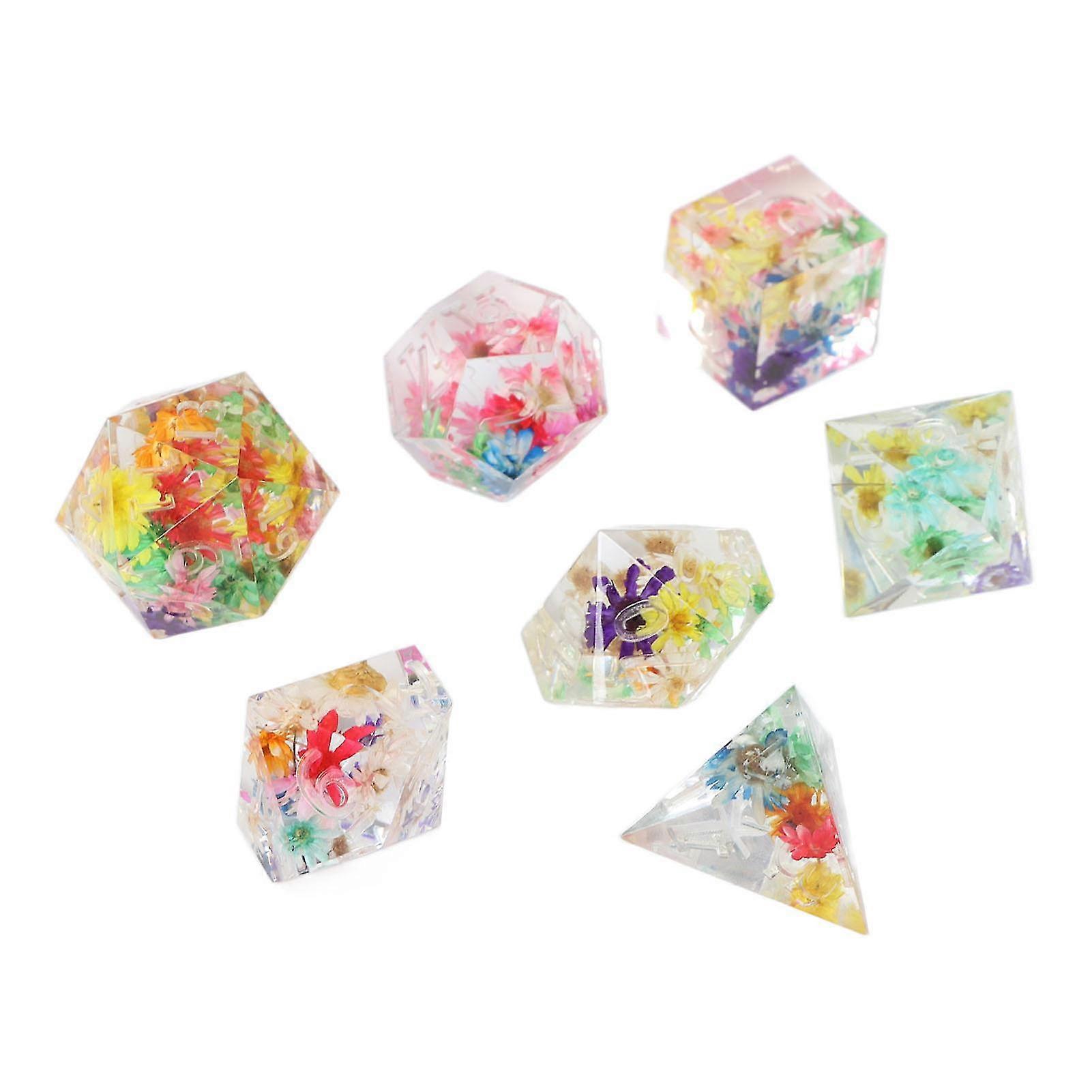 Botanical Flower Resin Balanced Polyhedral Dice