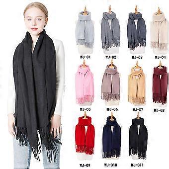Monochrome Scarf Fashionable Scarf for Women 1Pcs Solid Color Fringed